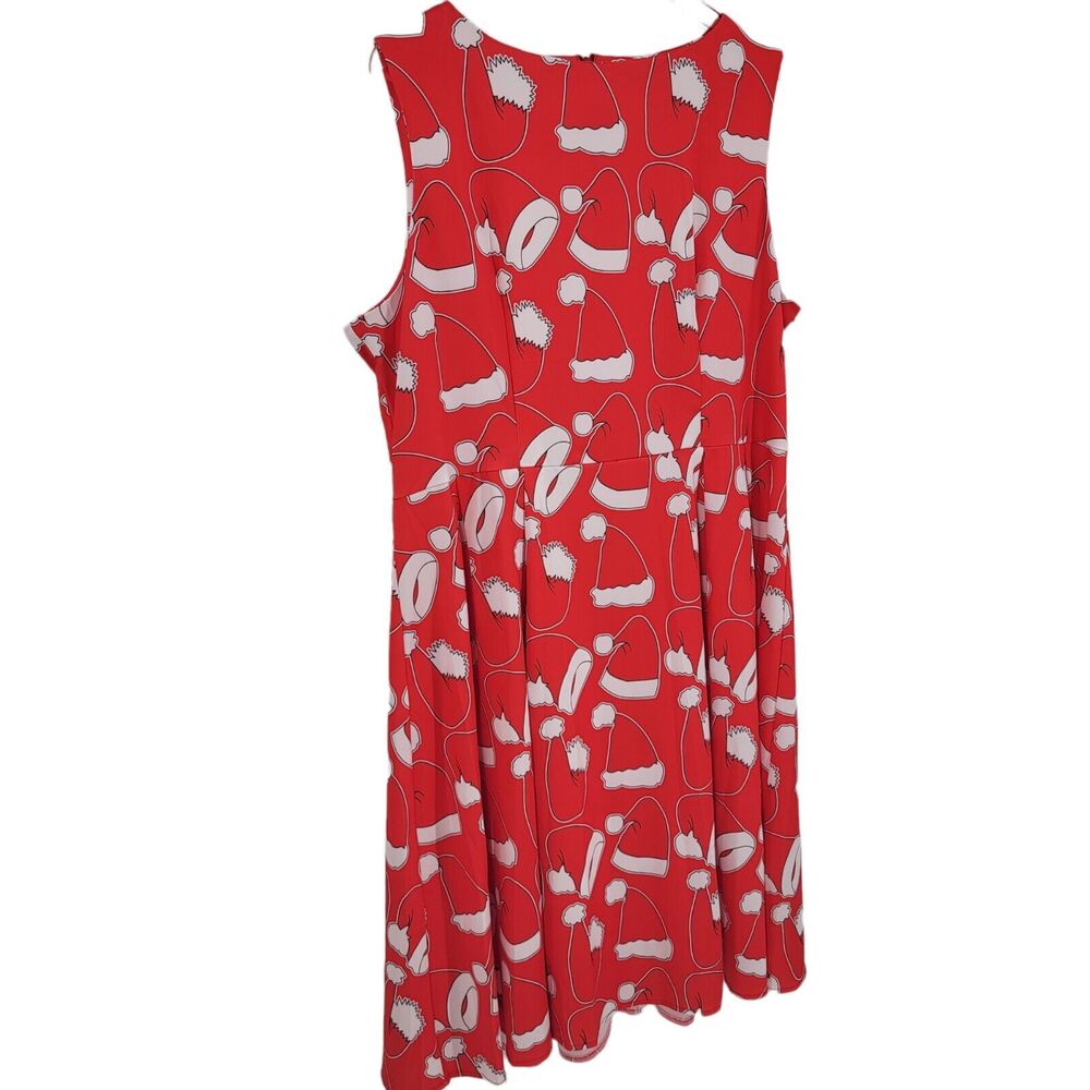 Ouges Santa Hat Print Fit And Flare Sleeveless Ba… - image 3
